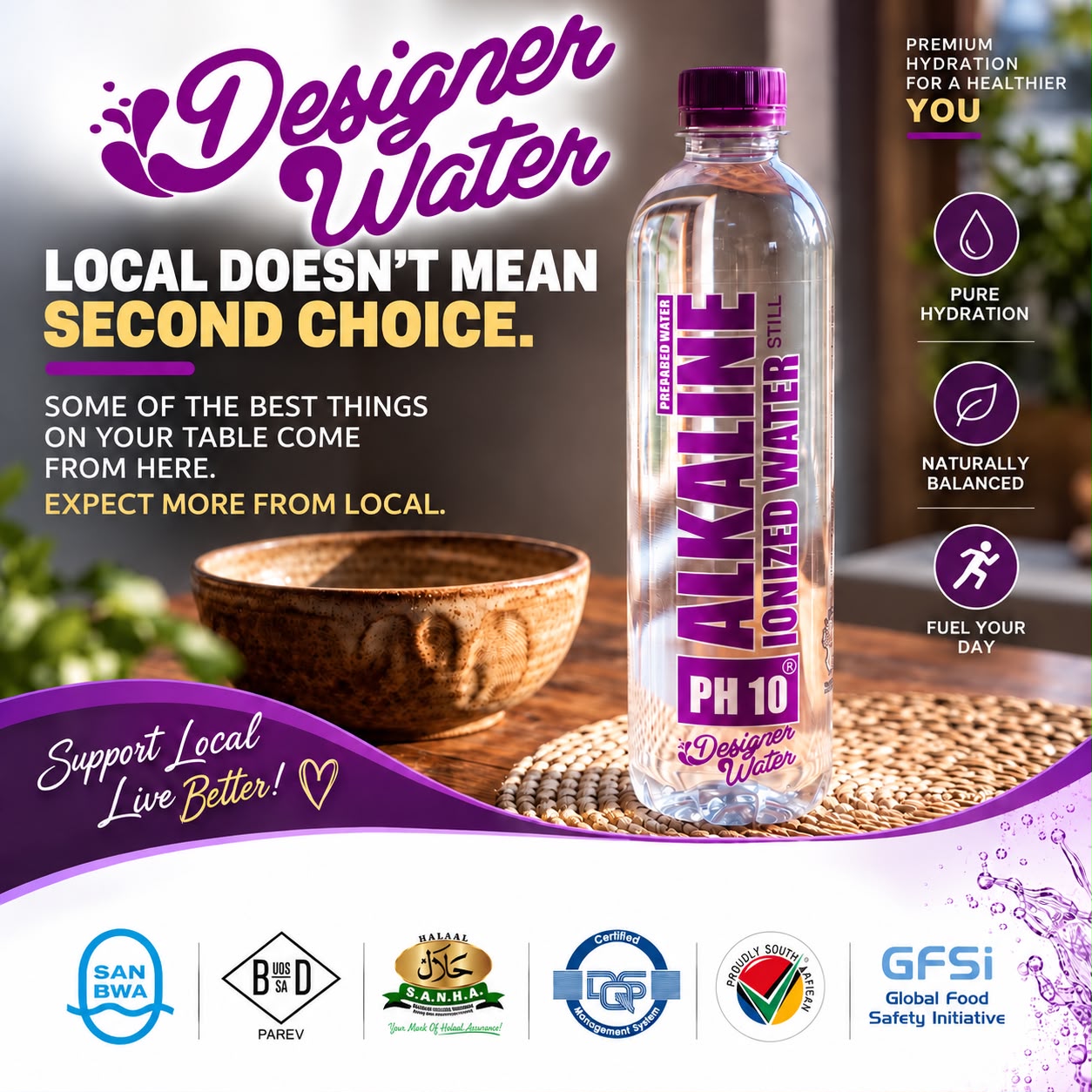Designer Water’s local pH10 water range and South African product story